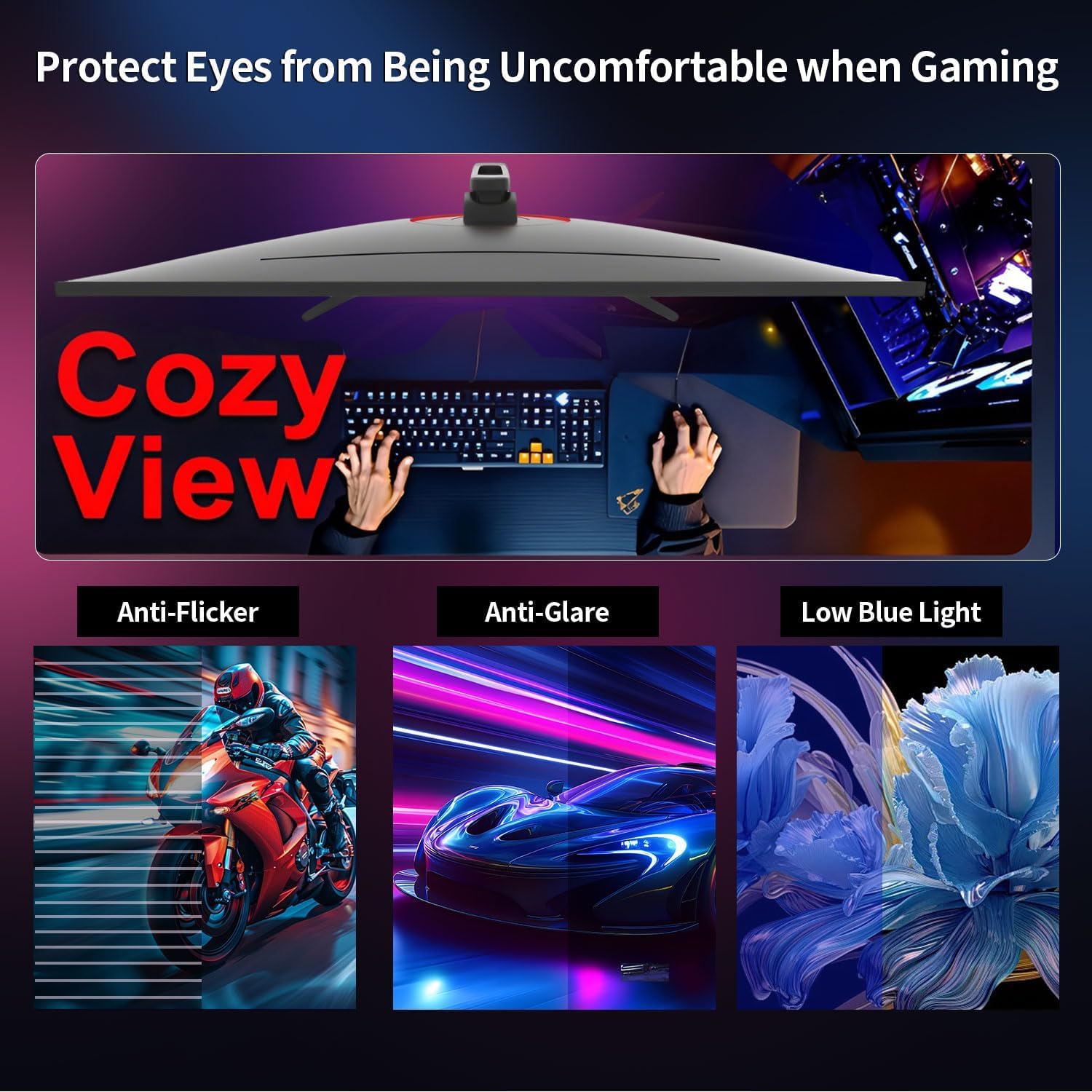 ZZA Display curvo 4K UHD 60Hz 32" (curva 3000R, pannello VA, 99% sRGB, AMD FreeSync), monitor per computer con porte HDMI/DP, supporto VESA, per home office e intrattenimento