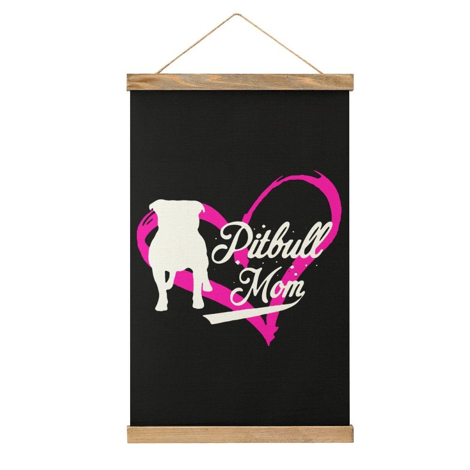 CGSBNGHA Proud Pitbulls-Mom Wall Art Prints Linen Hanging Painting Scroll Paintings Pictures Decor for Home