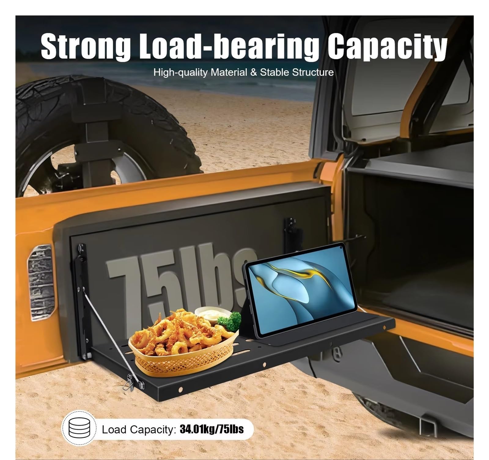 Retrattile Auto Bagagli per Jeep per Wrangler JK 2007-2017 Tavolo Pieghevole Portellone Posteriore A 2/4 Porte Portante 75 Libbre Design Salvaspazio Copertura Bagagliaio