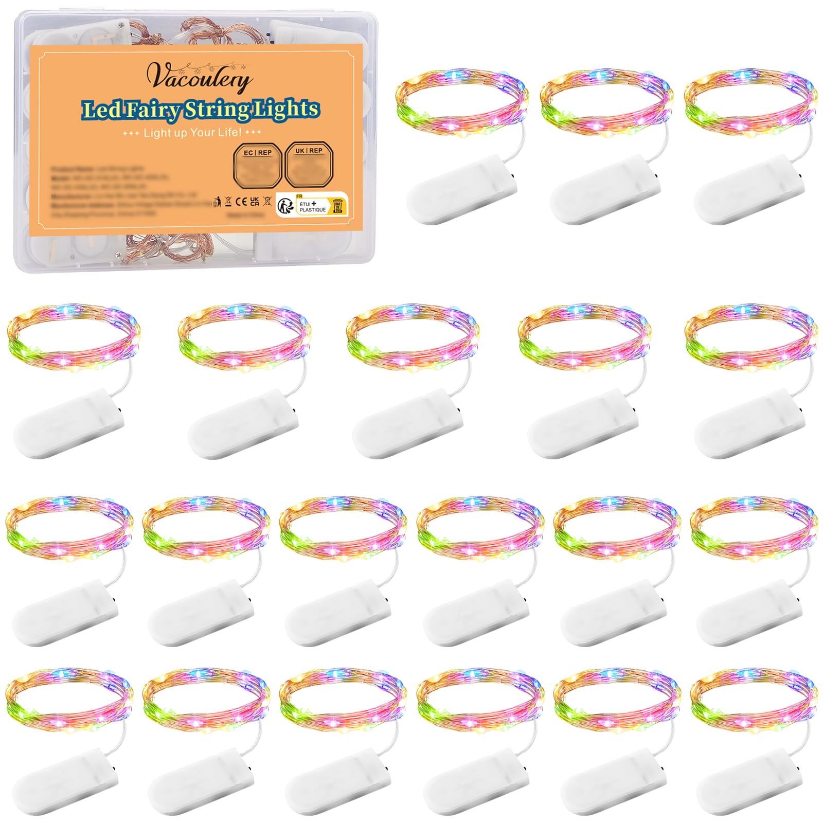 Vacoulery Fairy String Lights, 1M 10LEDs Battery Operated String Lights Copper Wire Lights for Jars Holiday Wedding Party Birthday Christmas Halloween Indoor House Decorations