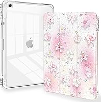 Vista 17 de Feams Funda para iPad de 9ª generación, funda triple para iPad 10.2, cubierta trasera transparente con soporte para lápiz y apagado Ángel
