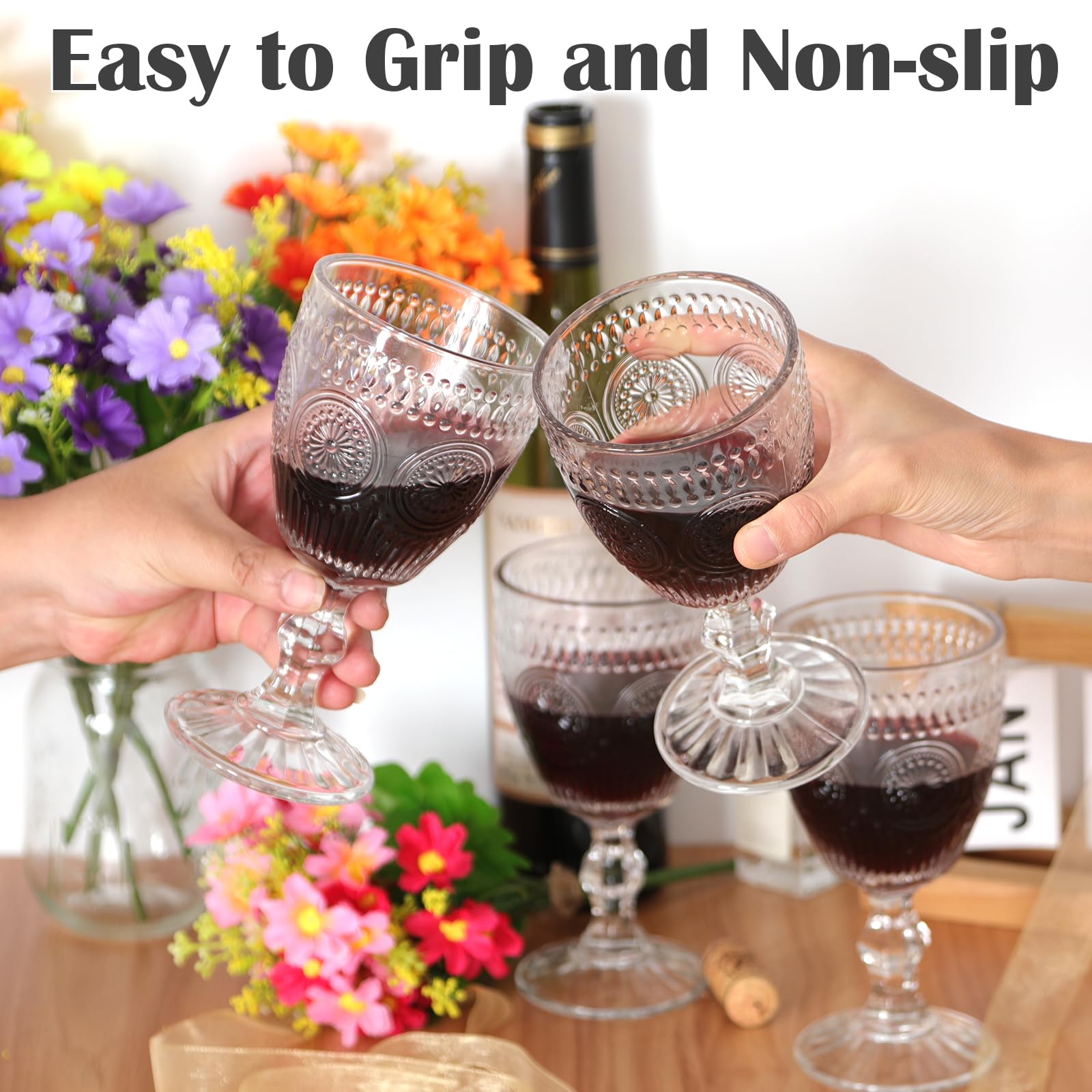 INTIRILIFE 6x Bicchiere da vino con design moderno in Nero - Capacà