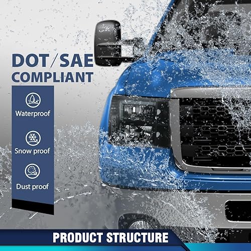 Vista 89 de PIT66 Conjunto de faros delanteros compatible con GMC Sierra 1500 2500HD 3500HD 3500HD 2007-2013, faros halógenos laterales del conductor