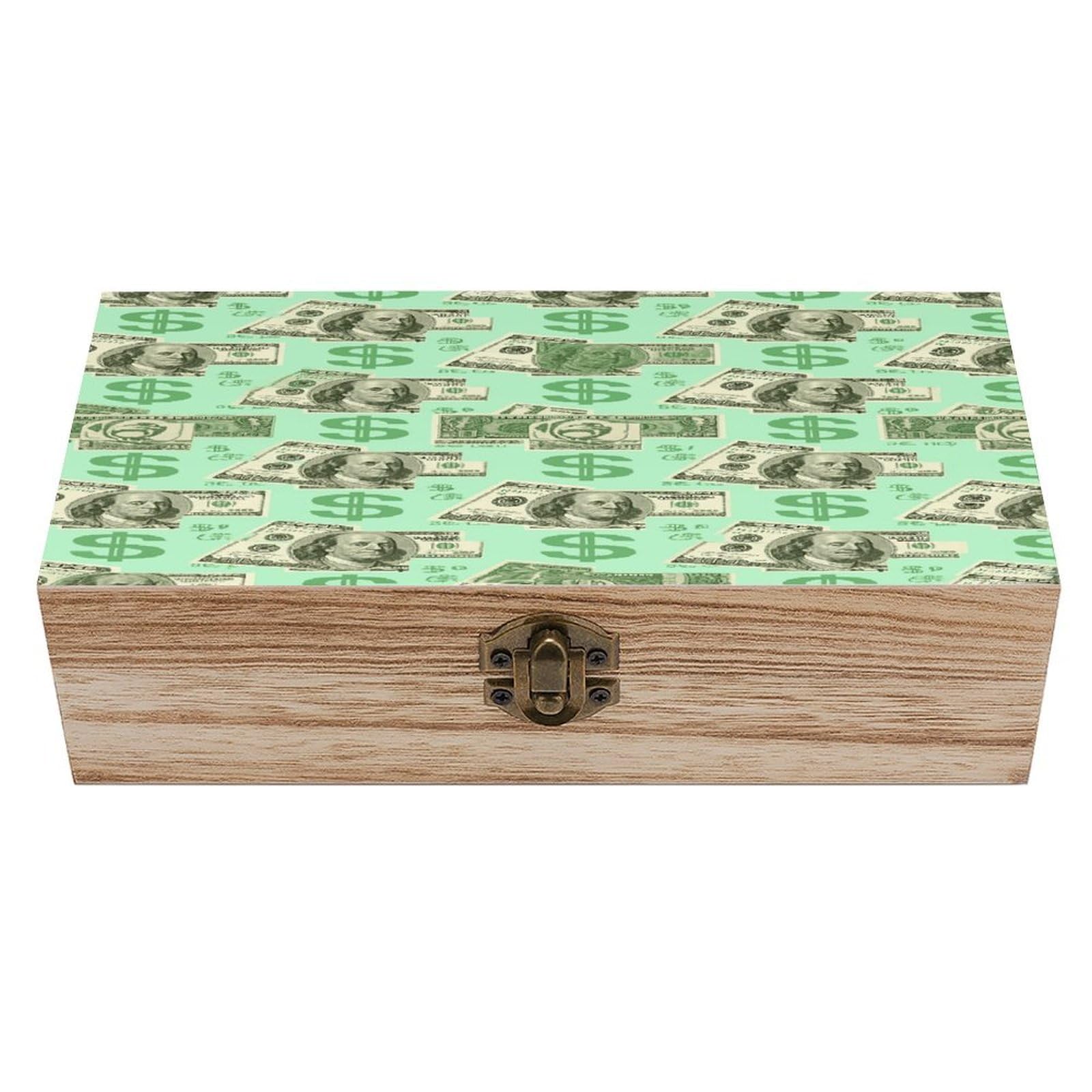 VstaDank Money Wooden Box with Hinged Lid Handmade Wooden Jewelry Boxs Organizer Personalized Woodens Keepsake Box for Pictures Wedding Photo Jewelry Decorative Chest Rustic Crate