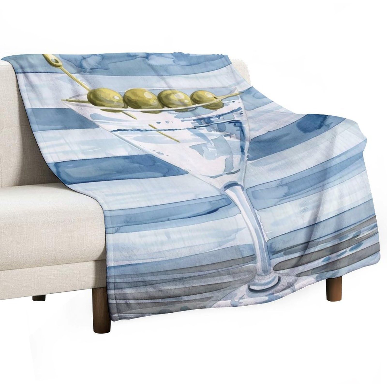 YHGSREUOH Martini-Cocktail-Watercolor_03 Flannel Blankets Fleece Soft Throw Lightweight Plush Gifts for Couch, Bed, Cozy Sofa Plush, Chair, Lovers 175x200cm(70x80in)