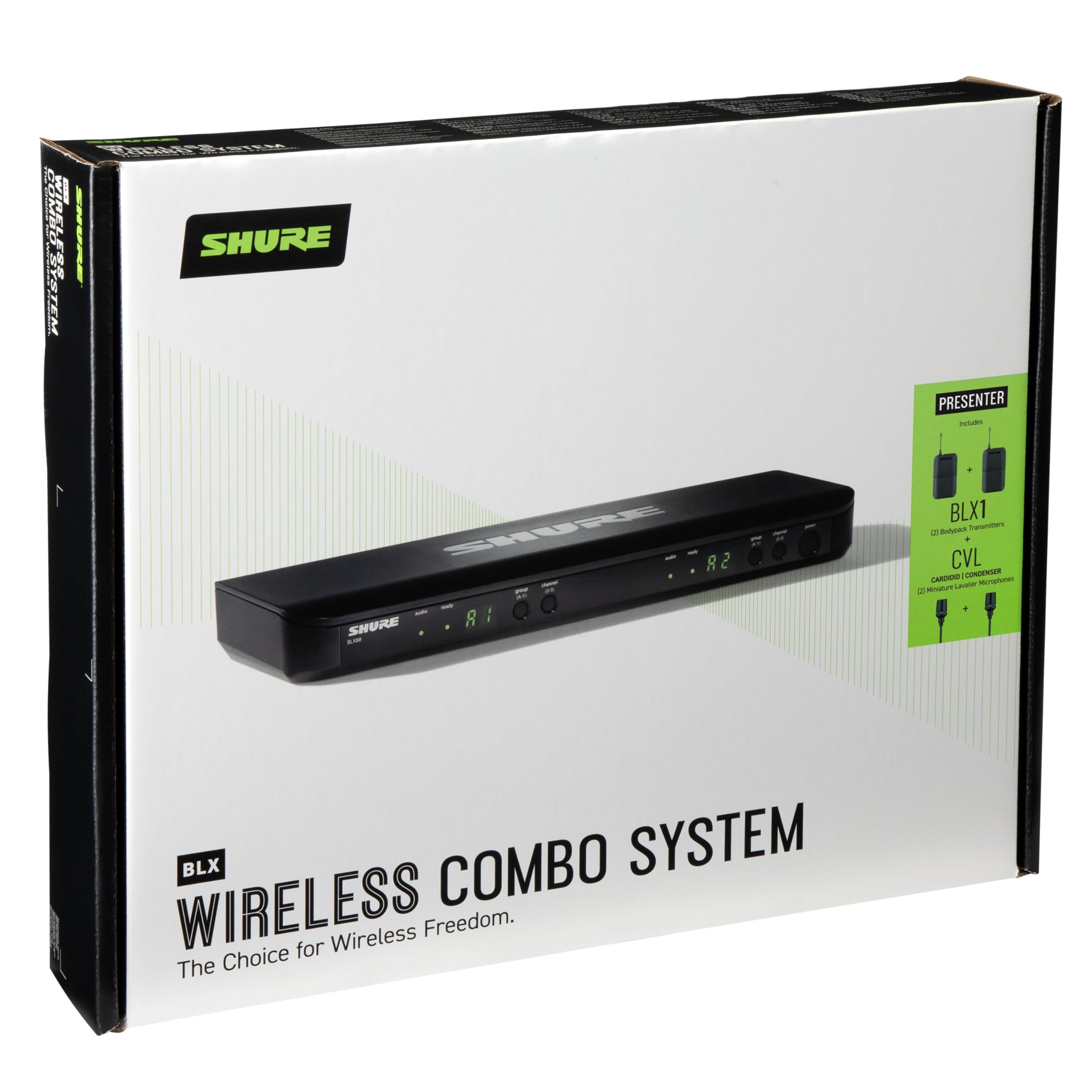 Shure BLX188/CVL UHF Wireless Mikrofonsystem - Perfekt für Interviews, Präsentationen - 14-Stunden-Batterielaufzeit, 100m Reichweite | Enthält (2) Lavalier-Mikrofone, Dual-Channel-Empfänger | K3E Band