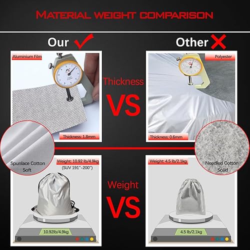 Miniatura 9 de OWEEIO Funda gruesa impermeable para automóvil para todo tipo de clima, cubierta exterior completa, cubierta universal para automóvil para