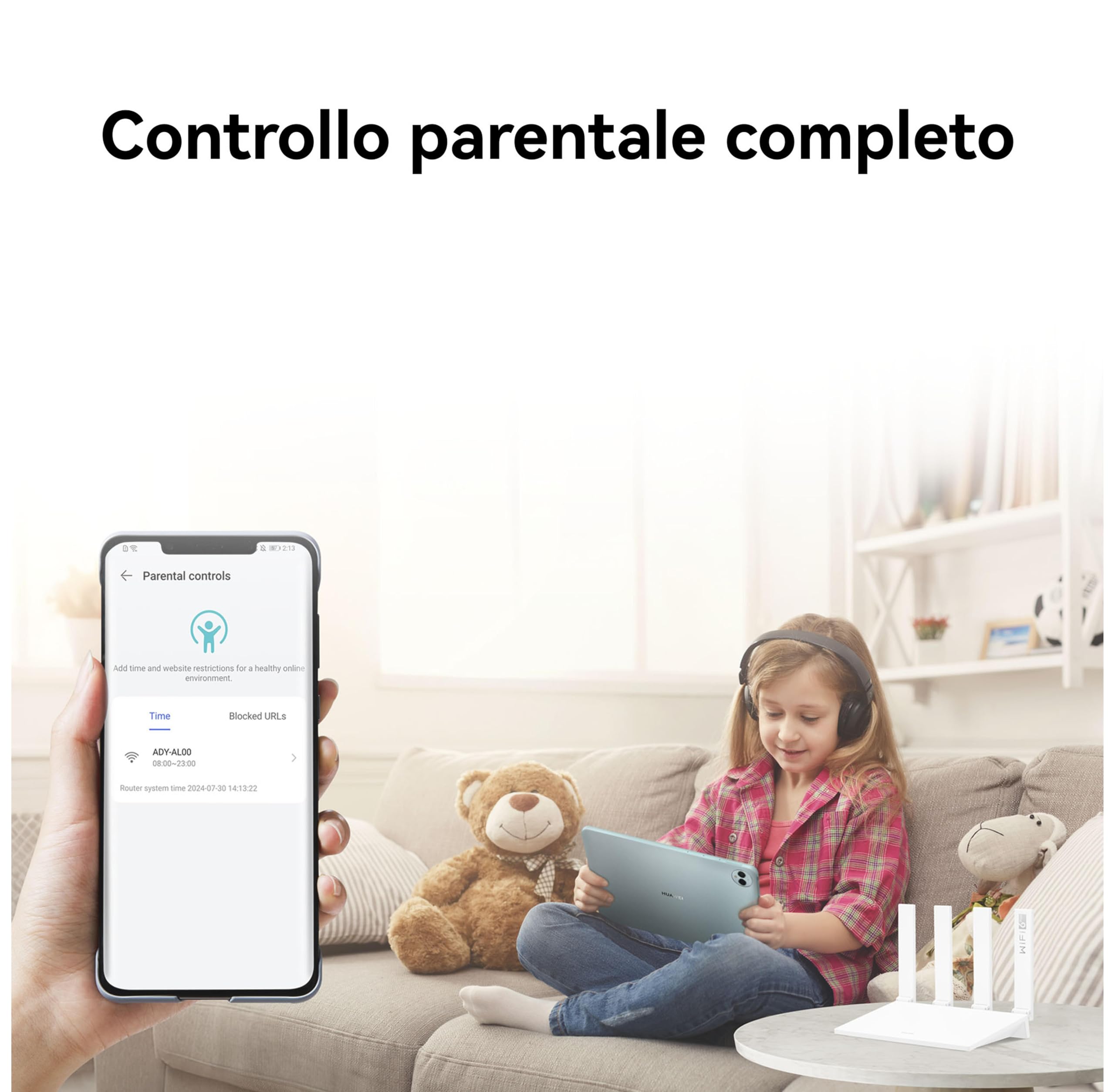 HUAWEI WiFi AX3 NEW Router, 6 Plus a 3000 Mbps, Larghezza di Banda Maggiore con 160 MHz, Gestione Intelligente del Domestico, Ampia Copertura, con HarmonyOS Mesh+, 30 Mesi di Garanzia