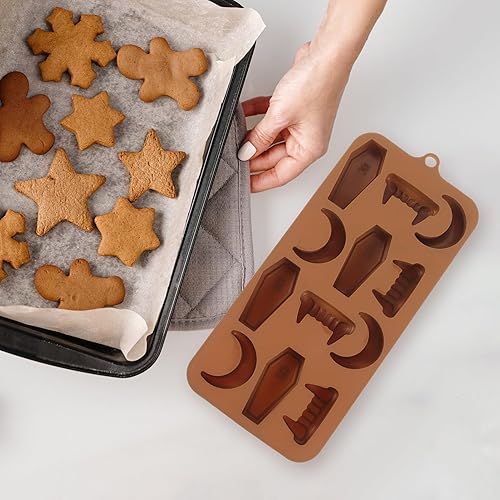 Miniatura 3 de SEWACC Moldes de silicona para Halloween, forma de calabaza, moldes para cubitos de hielo, bandeja de chocolate para galletas de bricolaje, jabón,