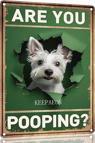 Miniatura 11 de Letrero de hojalata divertido con texto en inglés "Saint Bernard Dog Are You Pooping" para decoración de pared de baño, inodoro, 12 x 8 pulgadas