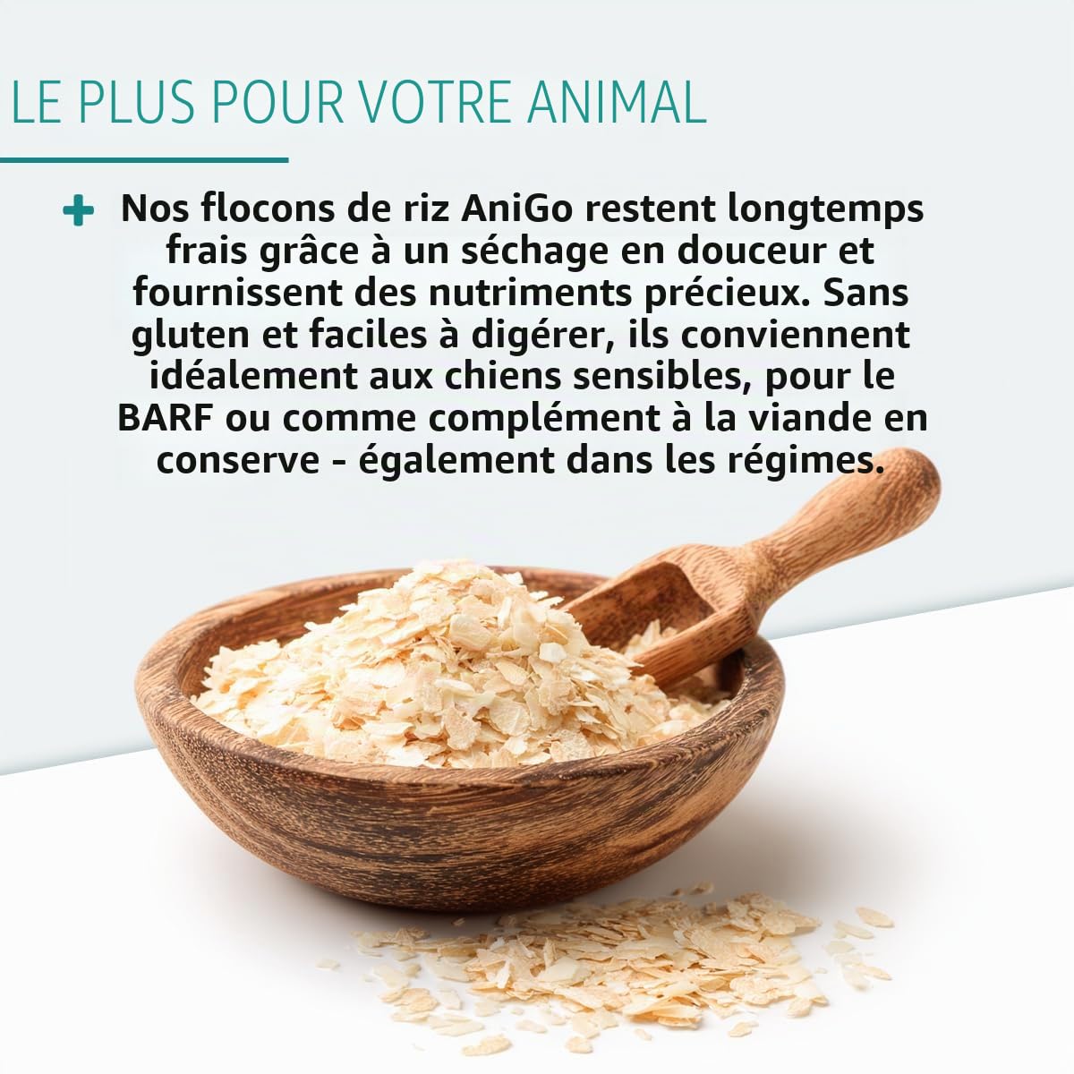AniGo Flocons de riz pour chien 1 kg, flocons de riz pour chien, flocons de légumes pour chien, sans gluten, flocons de légumes pour chien, Barf, additif pour chien