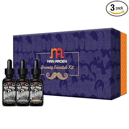 Man Arden 7x Beard Oils Gift Box - Irish Coffee + Spearmint + Mandarin Beard Oils Set, 30ml Each
