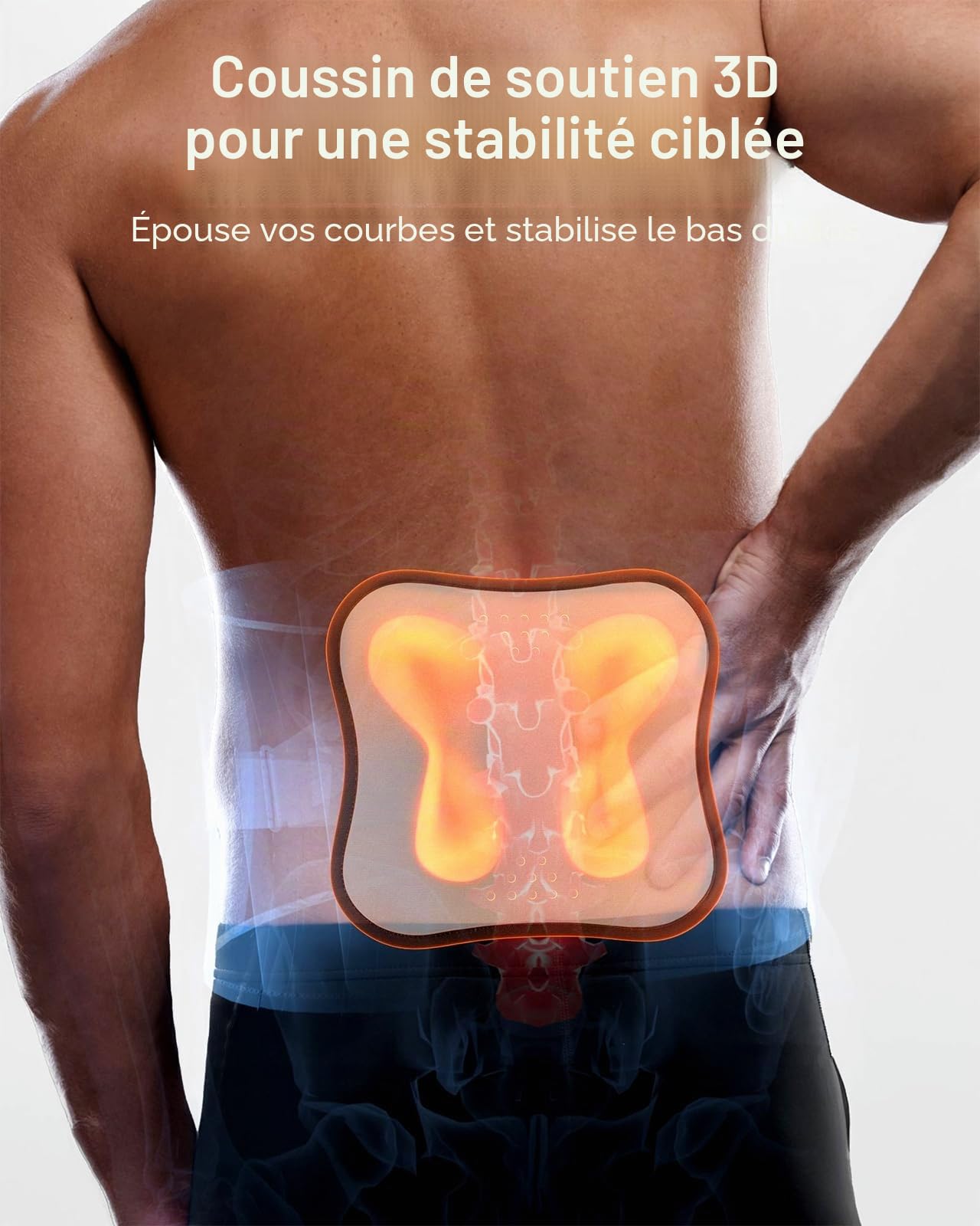 Rakiie Ceinture Lombaire pour Soulager les Douleurs Lombaires, Soutien Lombaire 8X Puissant avec Coussinet 3D, Ceinture de Soutien Dorsal pour Hommes et Femmes (M)
