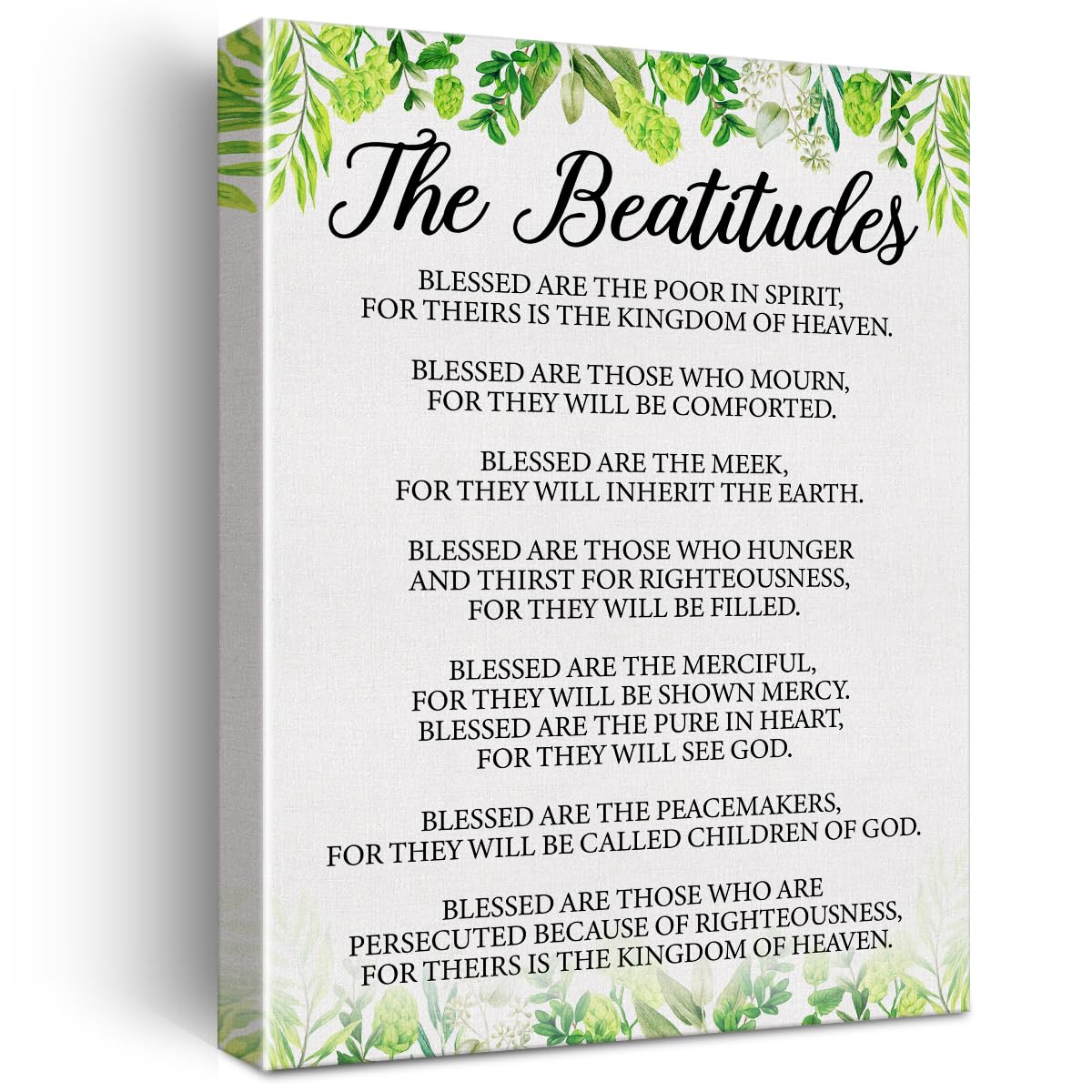 Jaesxxco the Beatitudes Scripture Sign Canvas Home Wall Art Decor Bible Verse Painting Poster Ready to Hang Christian Unframed 8x10inch
