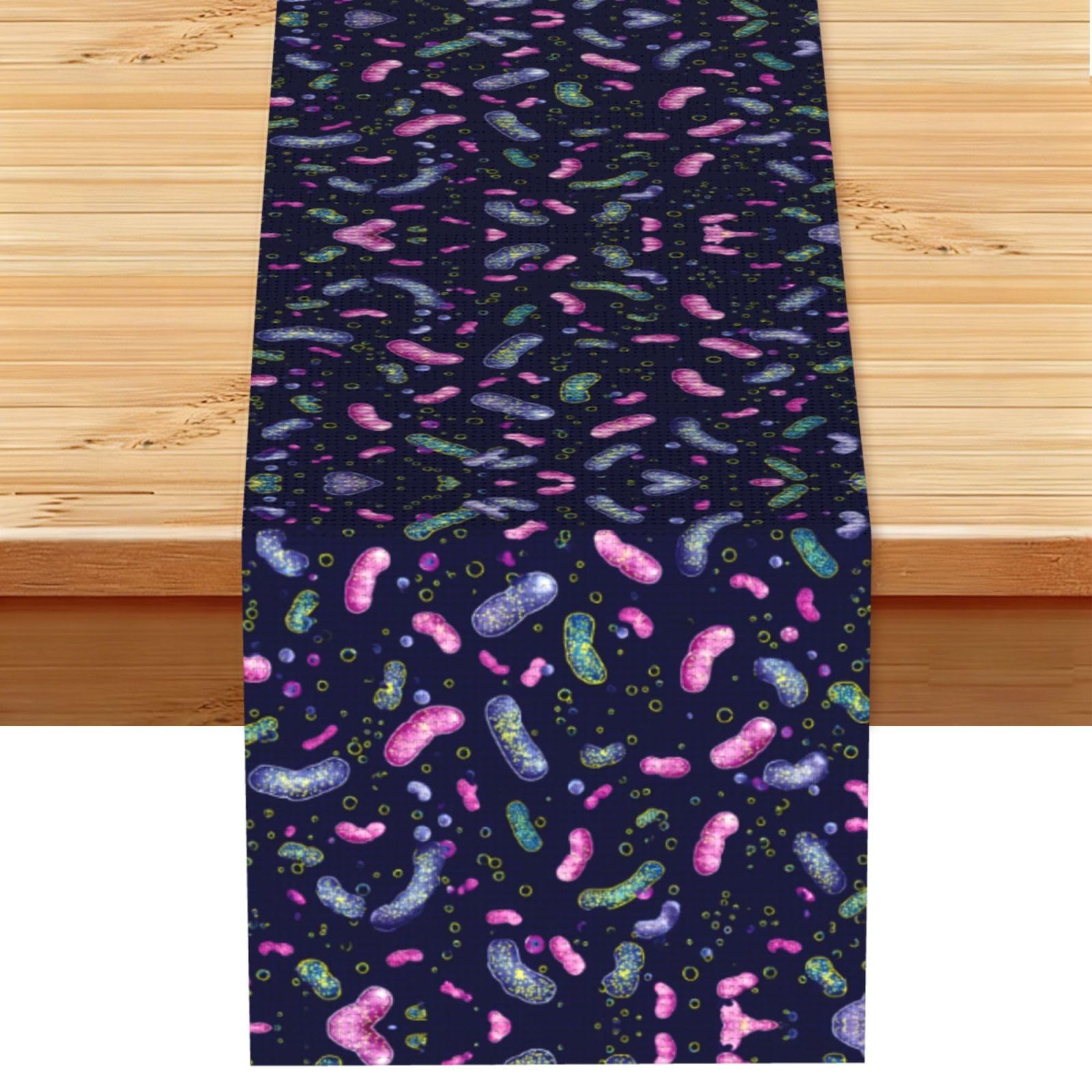 Bacteria illustration Linen Feel Table Runner Wedding Party Home Decoration