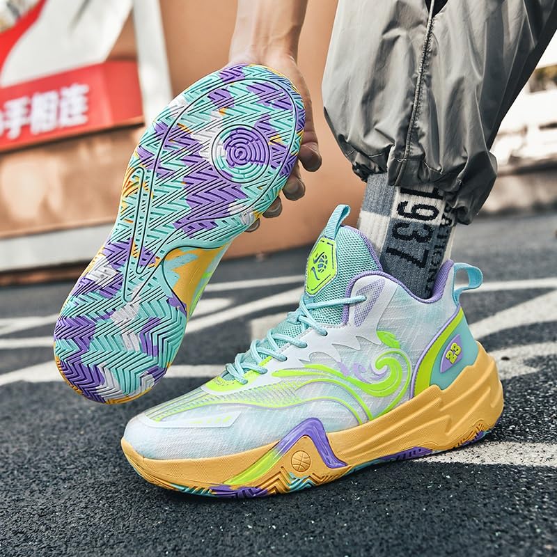Zapatillas de Baloncesto Unisex caña Alta con Malla Transpirable y Antideslizante, Botas Deportivas Entrenamiento Moda Zapatos para Caminar