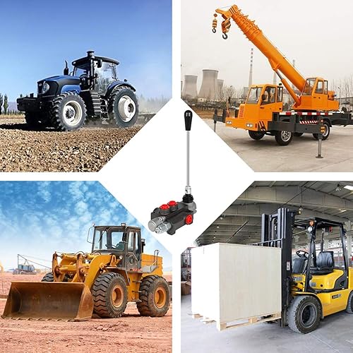 Vista 8 de Válvula de control de flujo hidráulico 1 carrete 11 GPM Puertos G Mango de palanca de alivio ajustable Centro paralelo de doble efecto Cargador