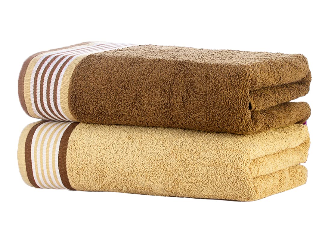 Casa Copenhagen – Ensemble « He & She » de 2 Serviettes de Bain XL Design – 100% Coton égyptien – Brun et Beige – 90 x 180 cm – pour la Salle de Bain (Le Coffret pour Femmes et Hommes)