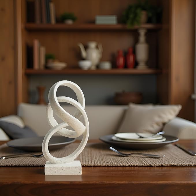 Escultura Decorativa Moderna de Cinta Abstracta 10 pulgadas Blanca miniatura 5