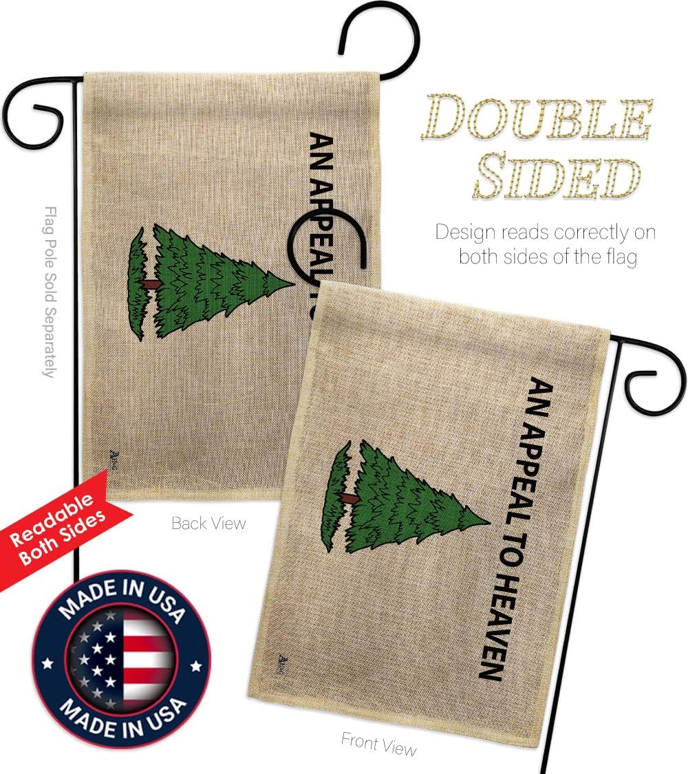 an Appeal to Heaven Burlap Garden Flag - Set Wall Hanger Patriotic Historic July Memorial Veteran Independence United State American - House Banner Small Yard Gift Double-Sided 13 X 18.5