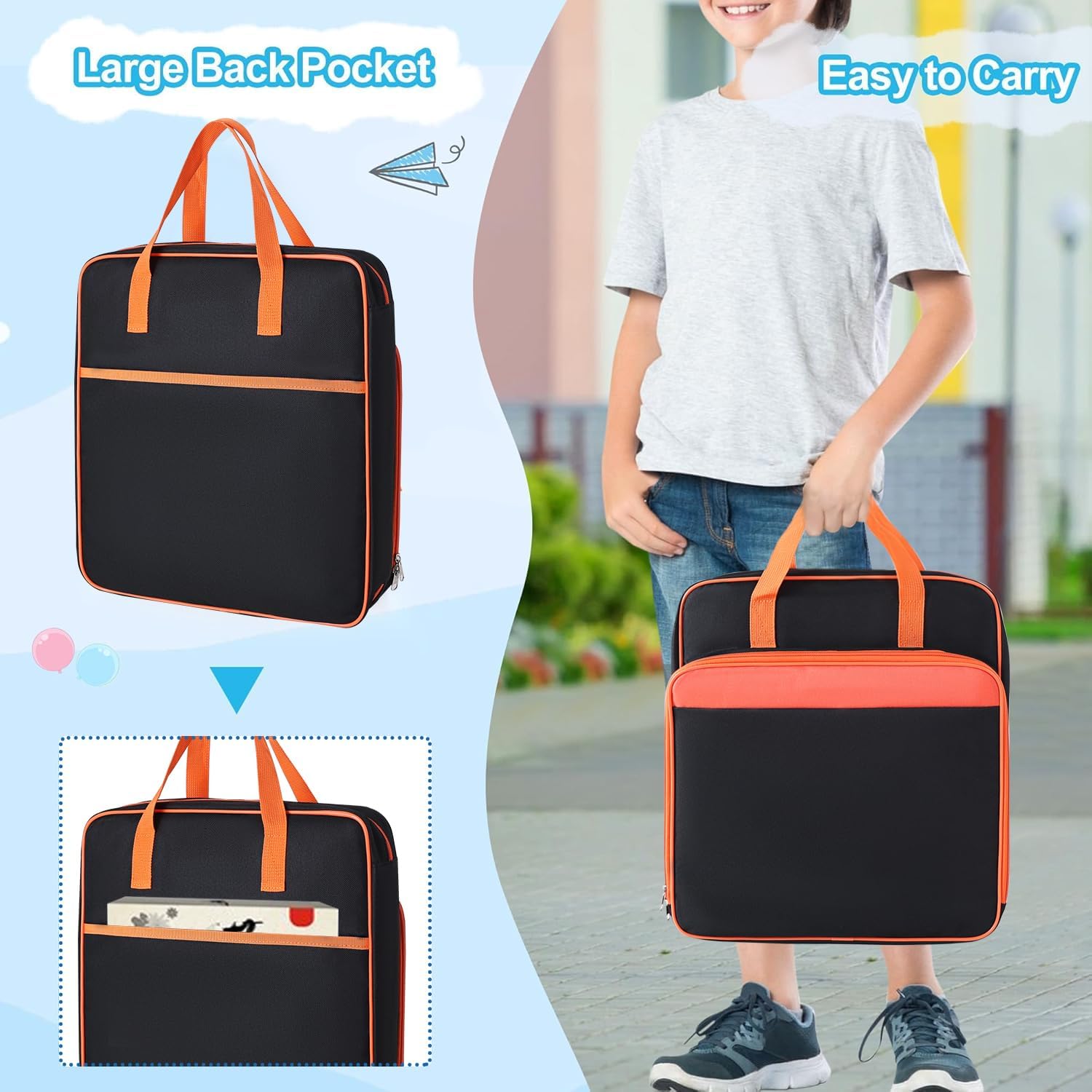 99-Capacity Toy Car Carrying Case, Portable Storage Organizer Bag Compatible with Hot Wheels/Matchbox 1:64 Scale Diecast Cars, Large Travel Tote for Kids Mini Toys, Dolls, Crafts (Orange)