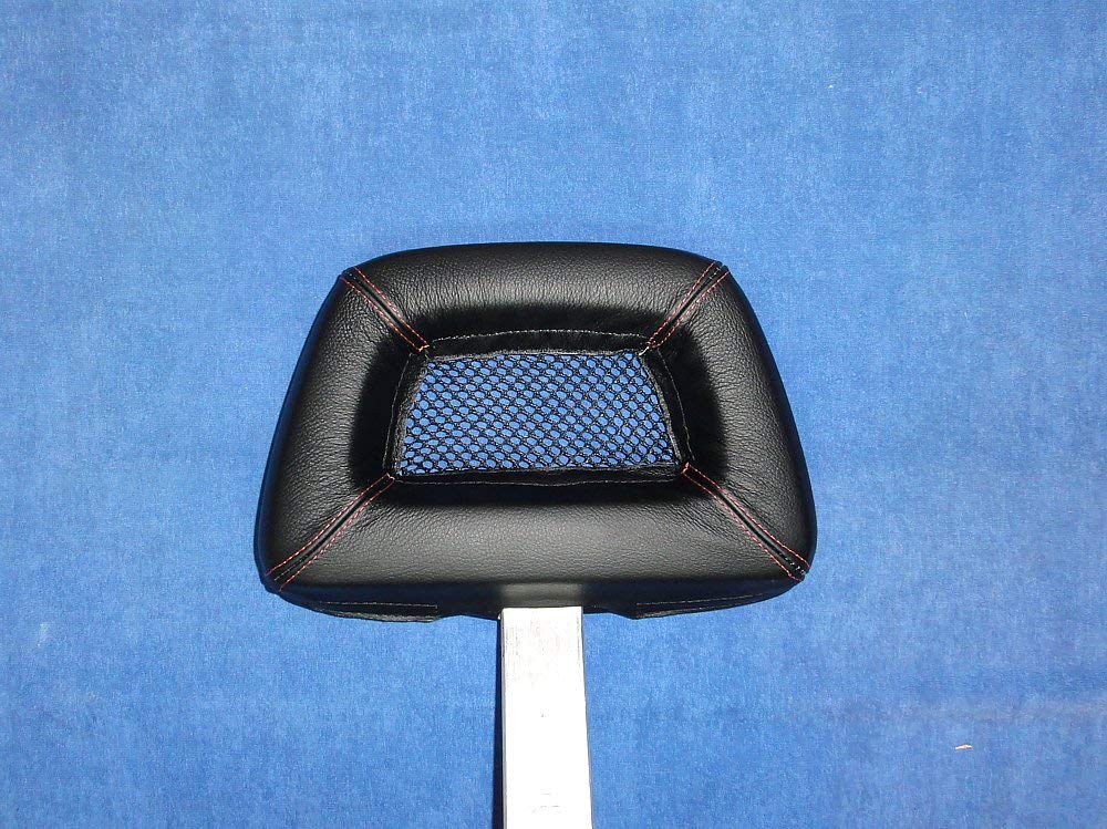 RedlineGoods headrest Cover 2 Compatible with Ford Mustang 1999-2004. Black Suede (Alcantara) / Silver Thread