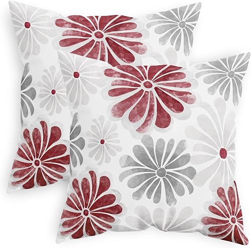 CaliTime Juego de 2 fundas de almohada decorativas de vellón de dos tonos con flores florecientes para sofá, cama, decoración de casa rural, 20 x 20