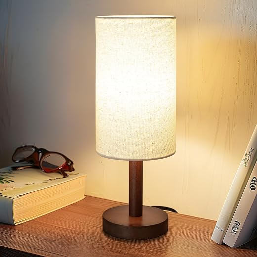 Small Table Lamp with Linen Lampshade