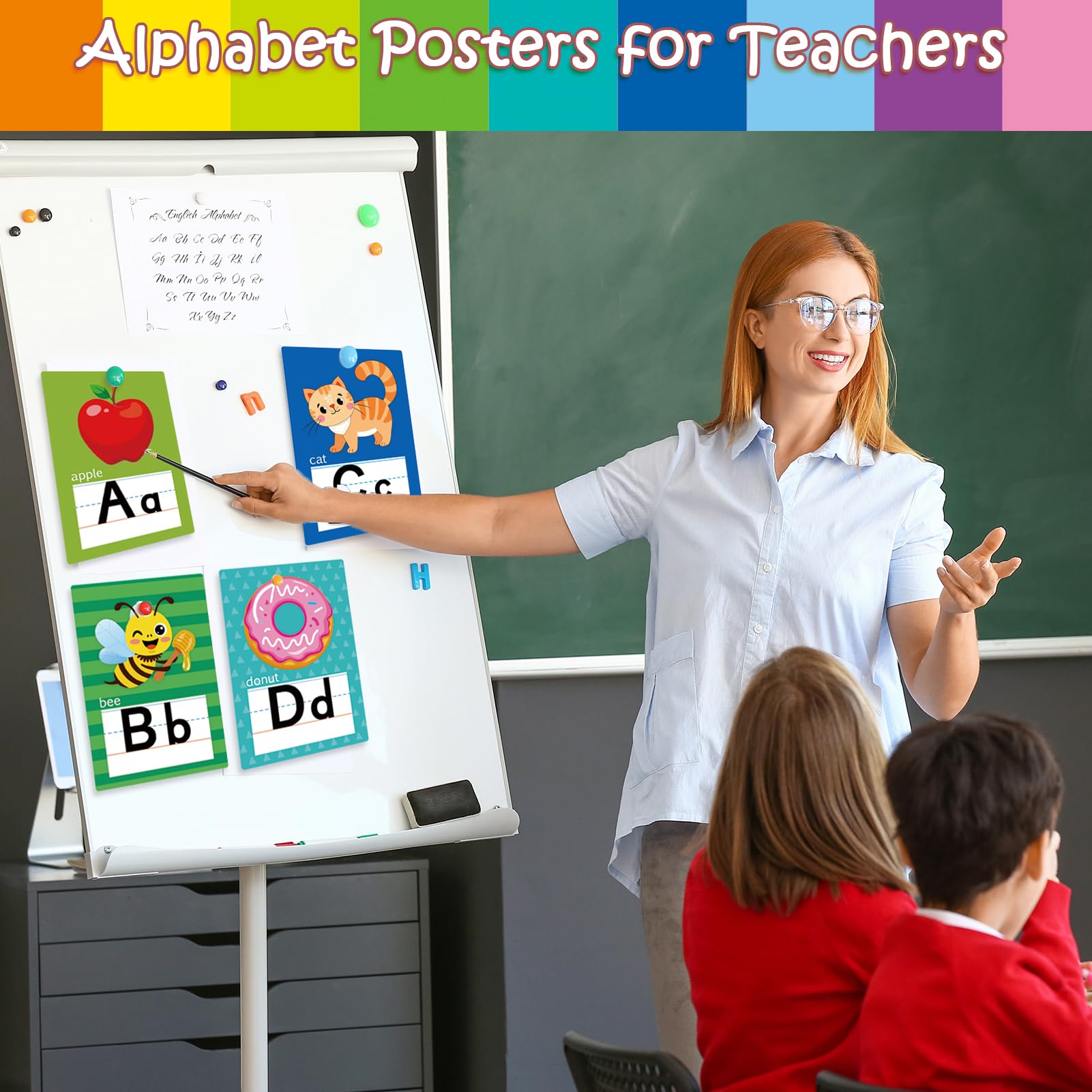 Lettres de l'alphabet pour mur – Poster de l'alphabet ABC pour salle de classe, tableau mural pour chambre d'enfant, salle de classe primaire, décoration murale pour garderie, école à domicile