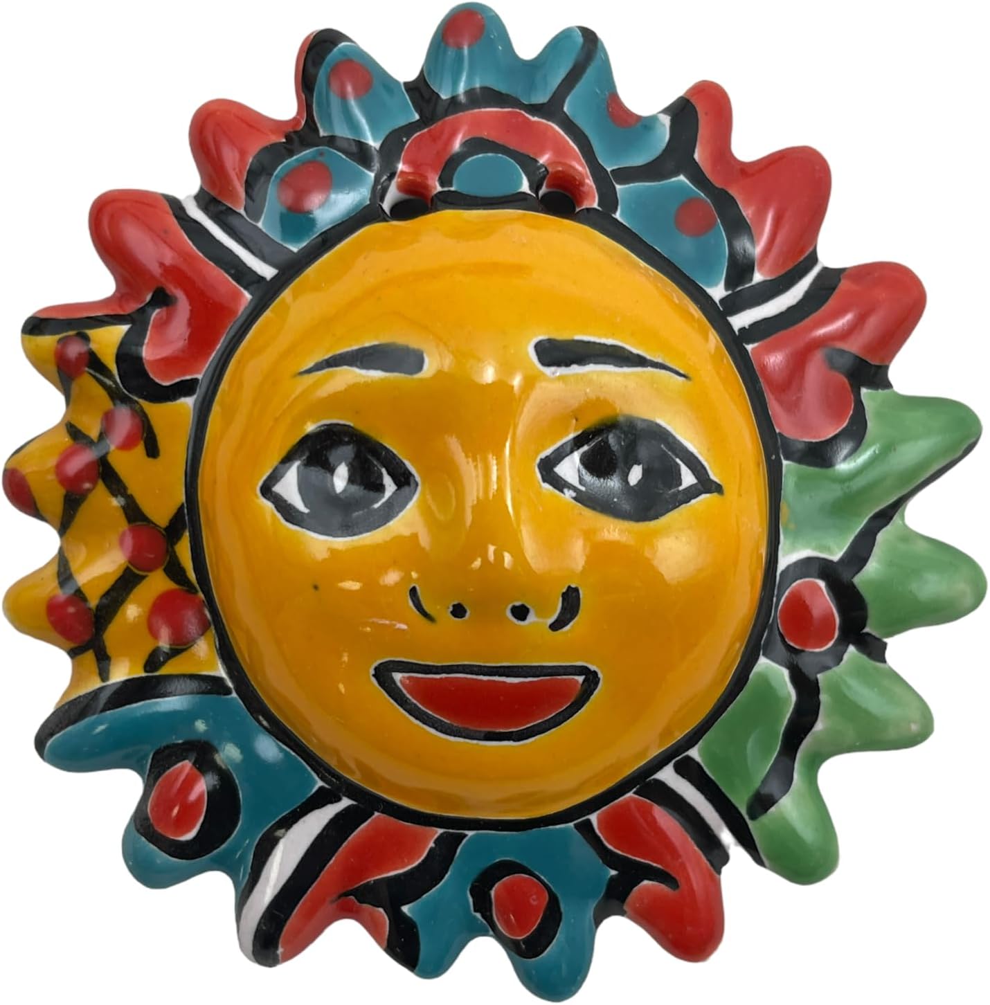 Talavera Sun Face Folk Art Multicolor Mexican Pottery Home