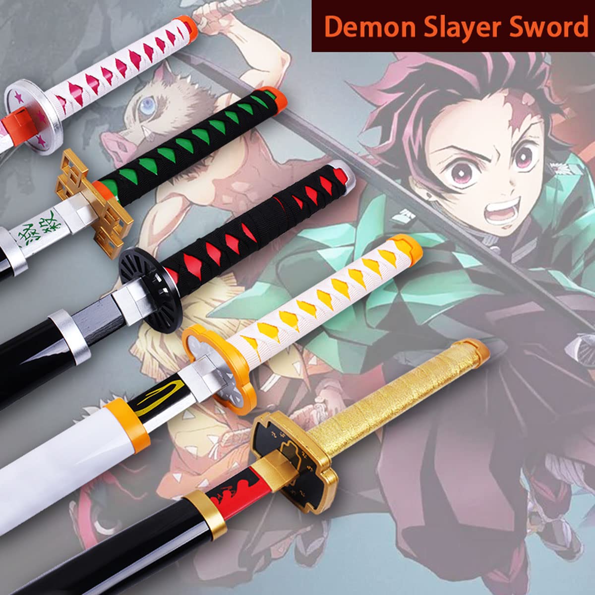 Demon Slayer Katana Bambus Cosplay Demon Slayer Anime Schwert 104cm -  Zenitsu, Tanjirou \u0026 Rengoku Stile Mit Gürtel Demon Slayer Schwerter, image size:1200x1200