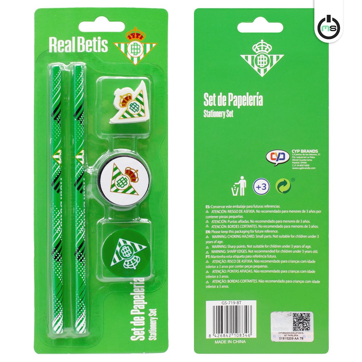 Pack Regalo Escolar Infantil Real Betis Balompié | Set de Papelería Oficial del Betis con Lápices, Goma y Sacapuntas | Material Escolar Verde y Blanco | Regalo Ideal para Niños y Aficionados