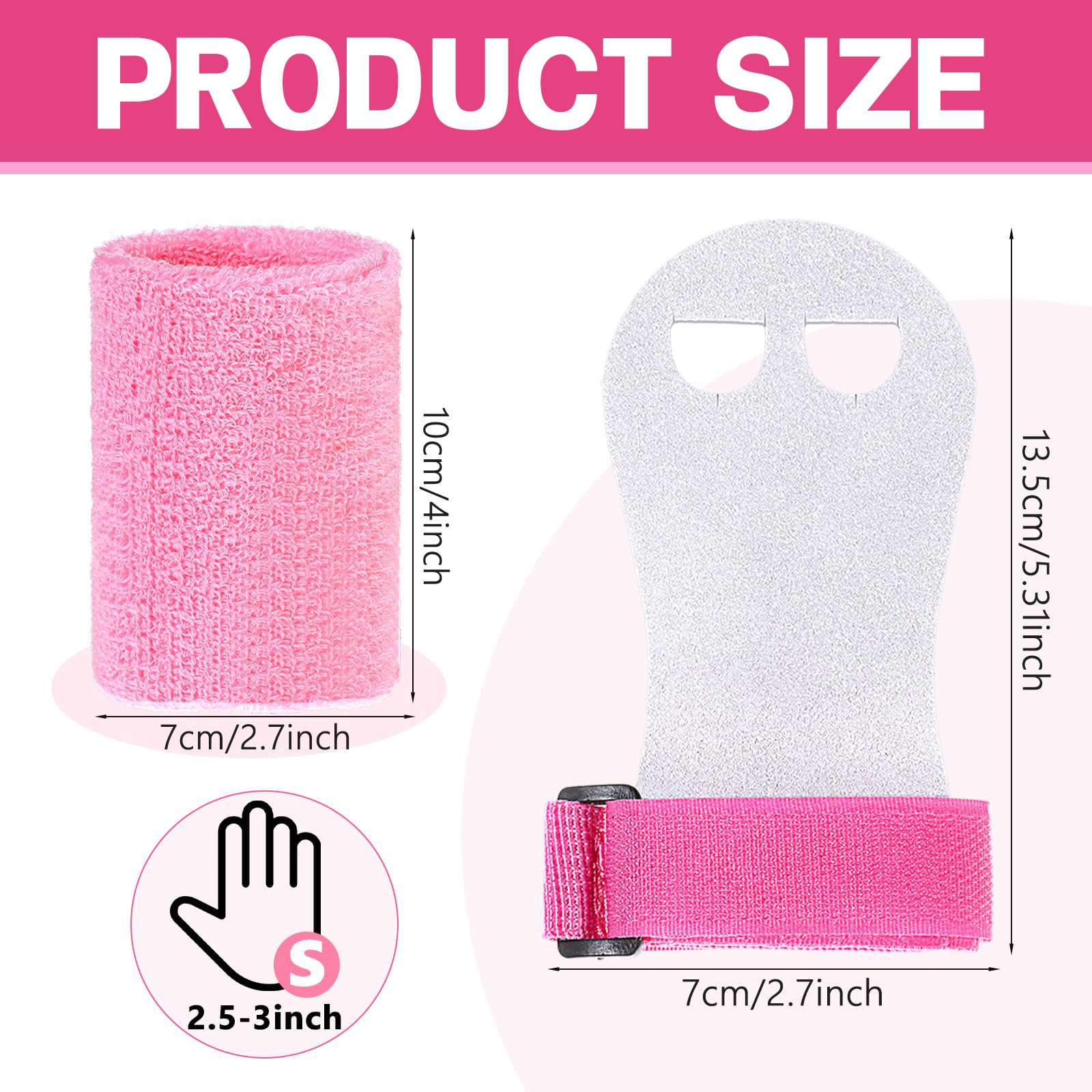 Paracalli Ginnastica Artistica, Set di Polsini da Ginnastica, Palm Protector Grips, Manopole da Paracalli Artistica Bambina, Bodybuilding, per Esercizio Bambini Ragazzi(Rosa)