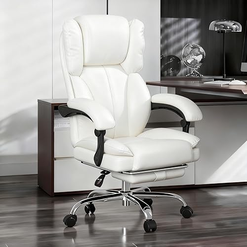 Silla de oficina grande y alta, asiento ancho de 500 libras, silla de oficina ergonómica ejecutiva con respaldo alto y reposacabezas retráctiles,