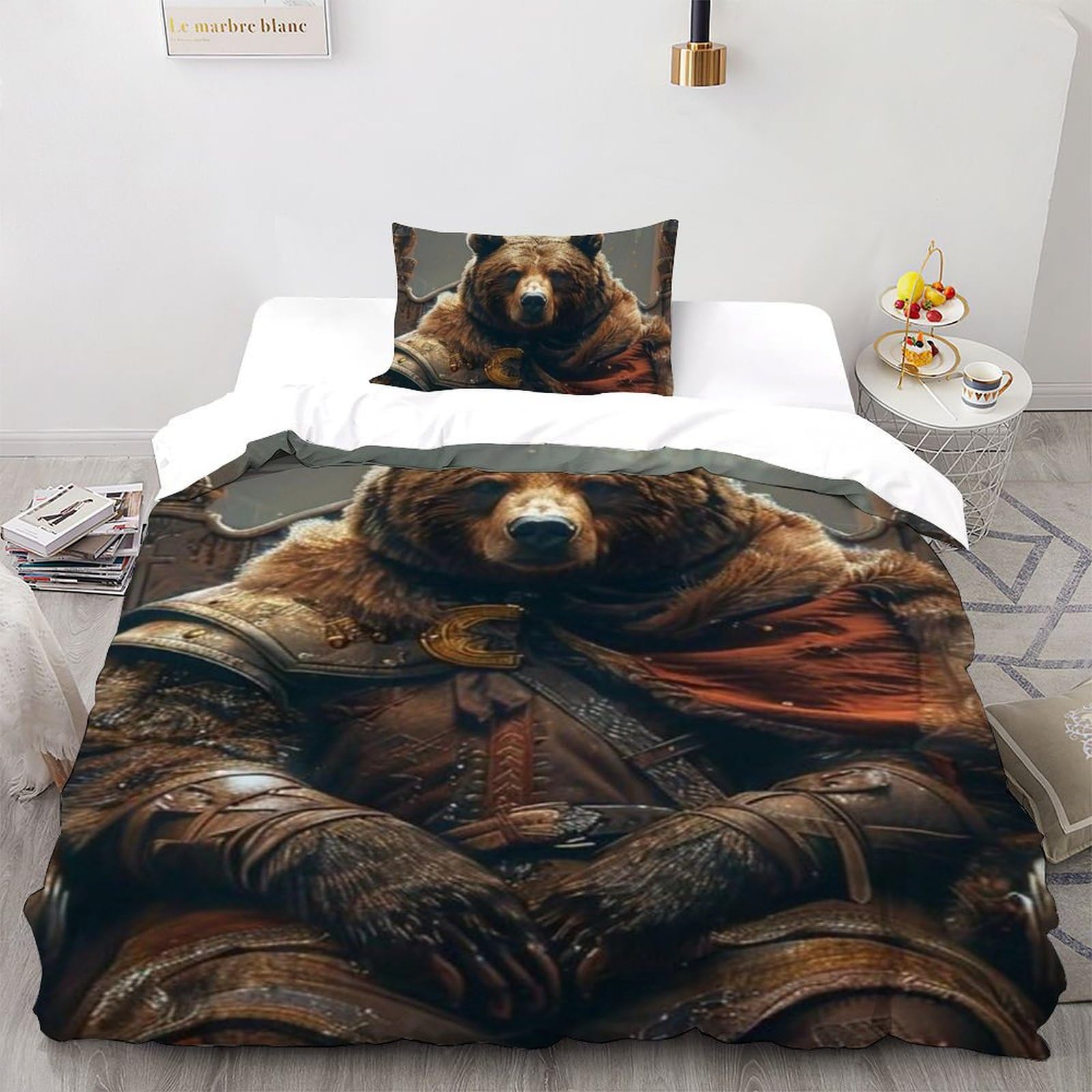 Housse de couette single en microfibre imprimé 3D avec ses taies d'oreiller pour filles