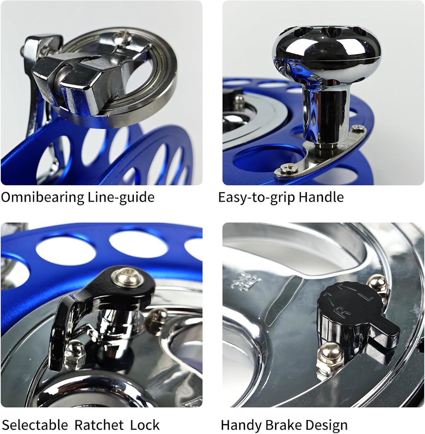 Simxkai 11-inch Professional Kite Winder with Brake, Heavy-Duty Metal Bearings, All-Directional Line Guide,for Adult Large Kite Flying(Blue)