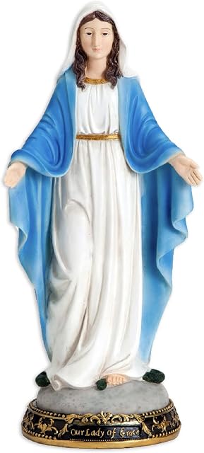 Bits and Pieces - Our Lady of Grace Sculpture - Religious Lawn Ornament - Sacred Madonna Figurine - Durable Garden Décor and Home Decor- 15.5 x 7