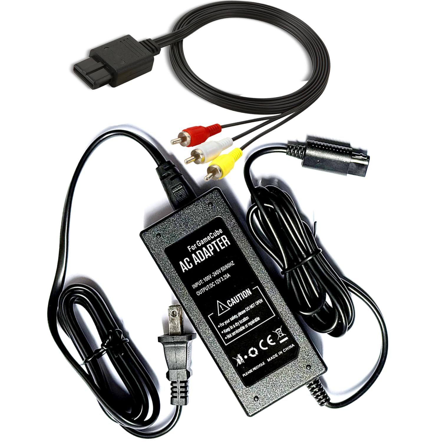 HEORLD AC Power Supply and AV Cable for Gamecube, AC Power Supply Adapter for Gamecube NGC System,Power Cord Compatible Nintendo Gamecube Console