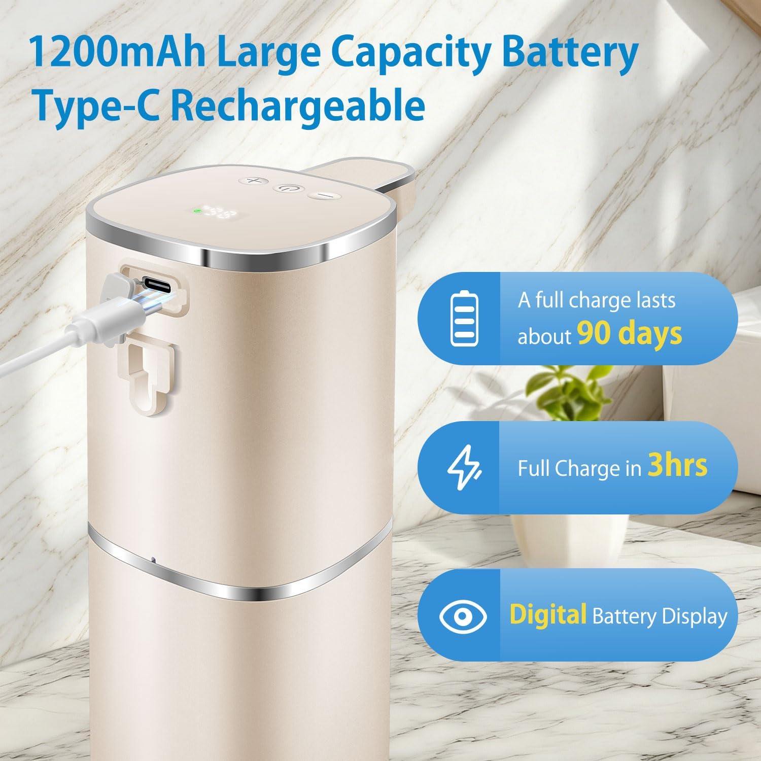 Automatic Liquid Soap Dispenser, Touchless, Digital Display, Rechargeable image 4