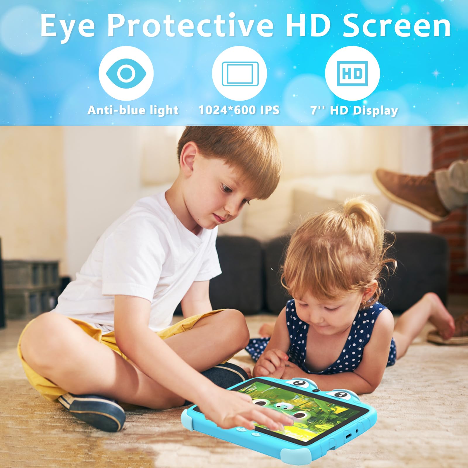 Tableta infantil para niños de 3 a 7 pulgadas, tableta para niños pequeños, tabletas Android para niños, tabletas de 32 G para niños, tableta WiFi para niños con control parental, funda a prueba de 6