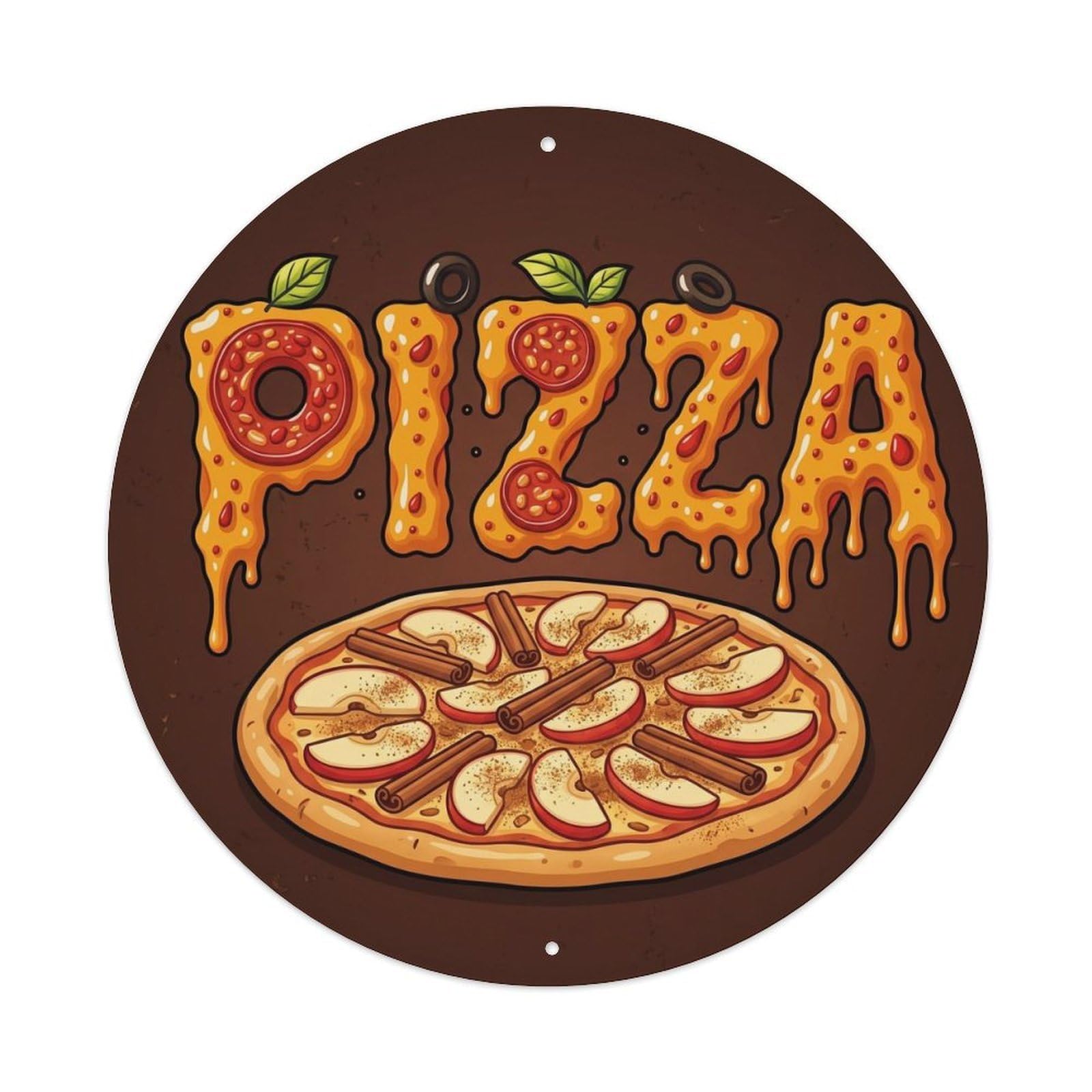 Huiyhb 8X8inch(20X20cm) Vintage Pizza Slice Apple Cinnamon Metal Tin Sign