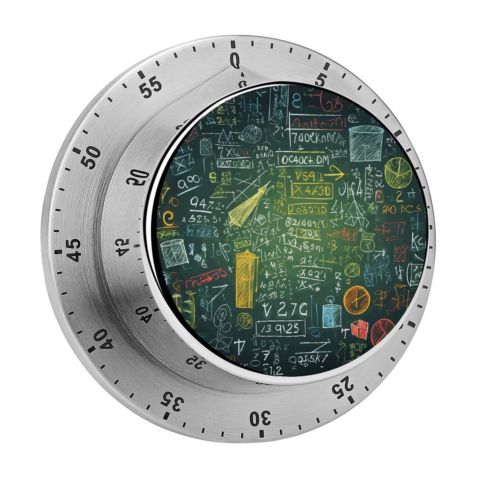 Math Question Timer Loud Mechanical Timer Stainless Steel 60-Minute Kitchen Timers Waterproof Chef Cooking Timers Sport Countdown Clock Portable Countdown Alarm Adult