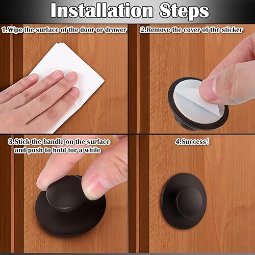 Miniatura 3 de 24 pomos adhesivos para gabinetes, pomos adhesivos instantáneos para gabinete, perilla de cajón autoadhesiva, mini tiradores auxiliares, ayudante