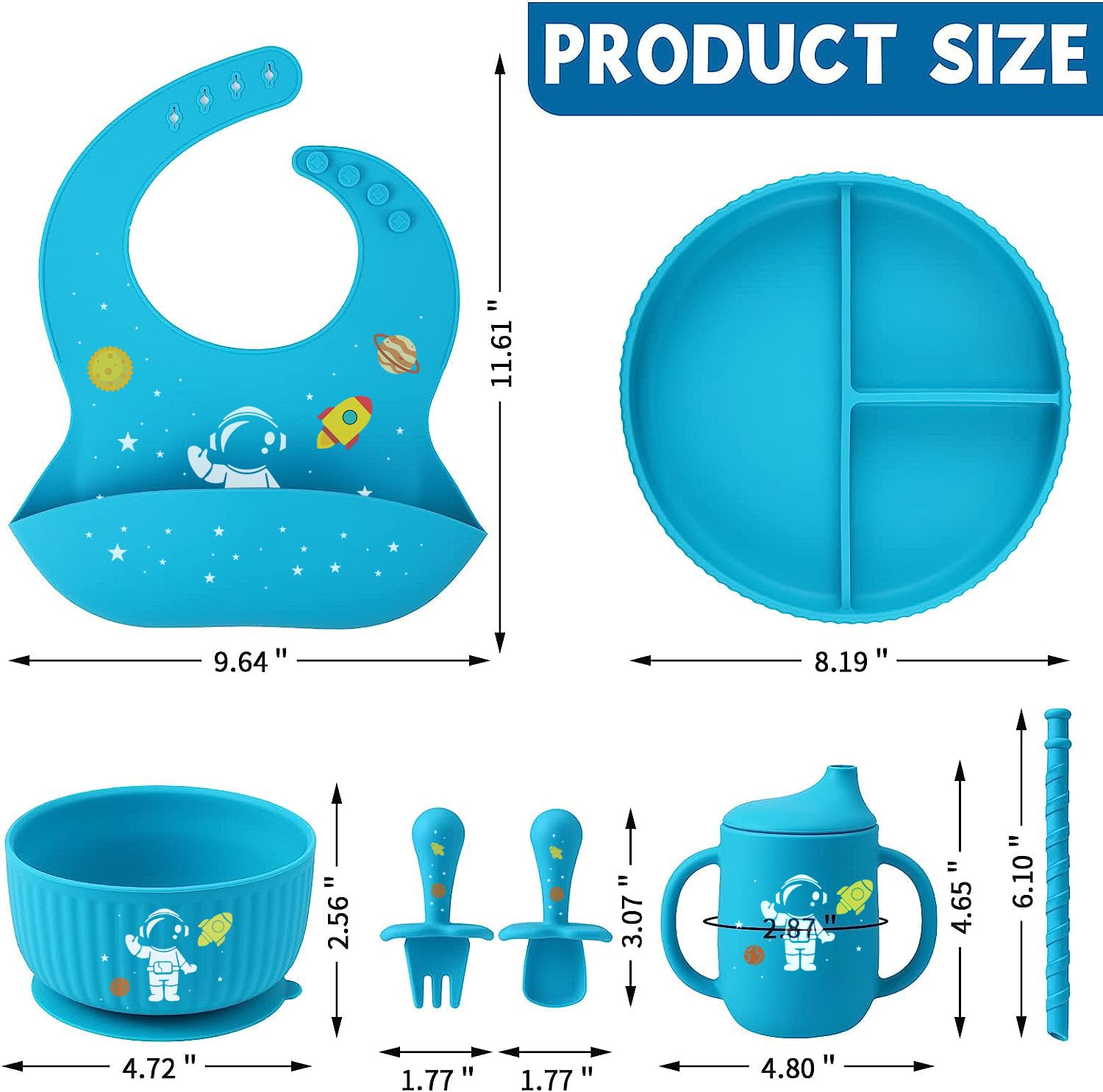 Baby Weaning Set including Pattern, Suction Bowls Sets, Silicone Baby Feeding Set - Image 2