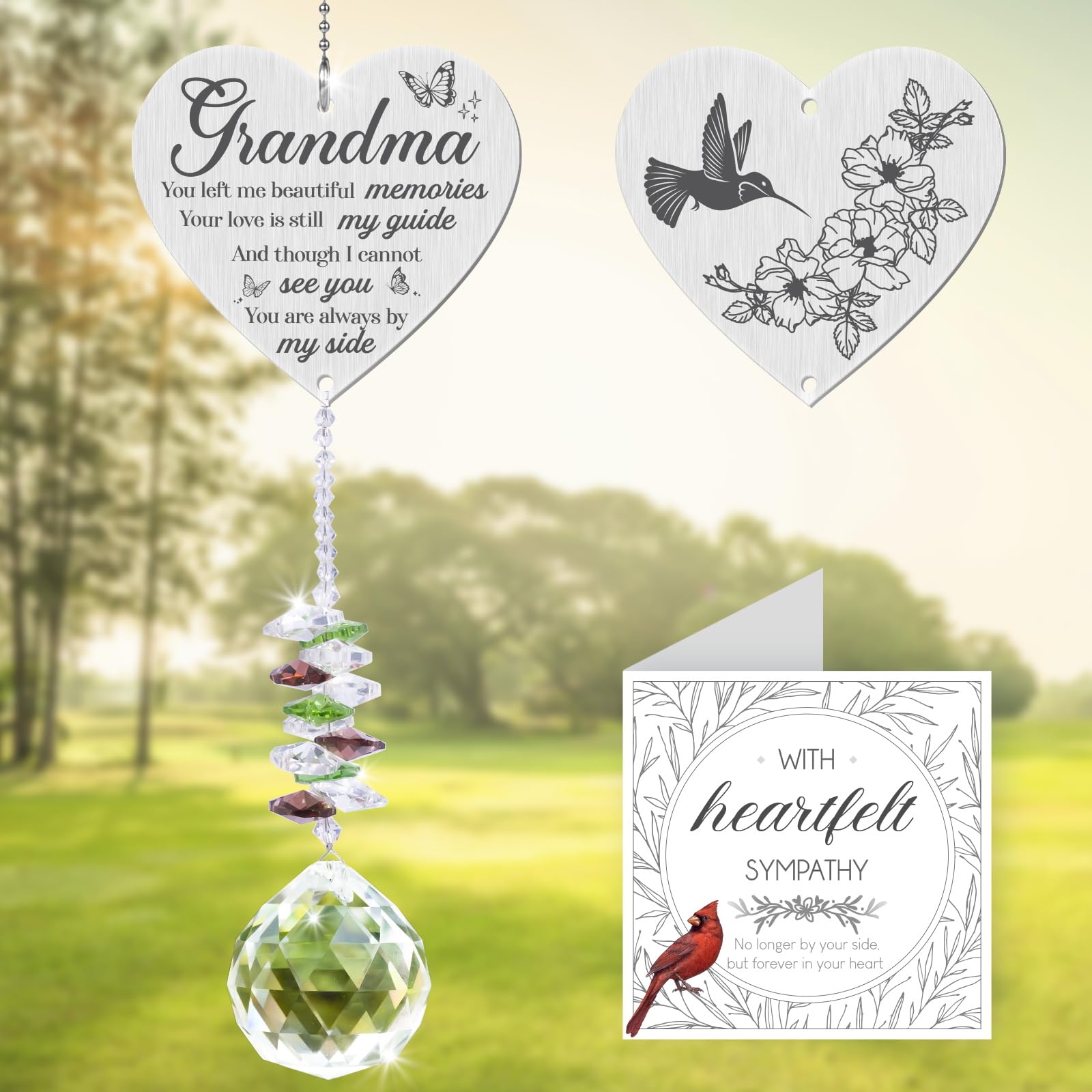 Grandma in Heaven Memorial Crystal Suncatcher Gifts,Sympathy Gifts for Loss of Grandma,Hanging Crystals Ornament for Window Rainbow Maker Prisms Home