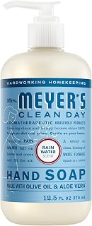 Mrs. Meyer's Rain Water Hand Soap with Essential Oils, Aloe Vera & Olive Oil - Moisturizing, Cruelty-Free Liquid Hand Wash, 12.5 oz