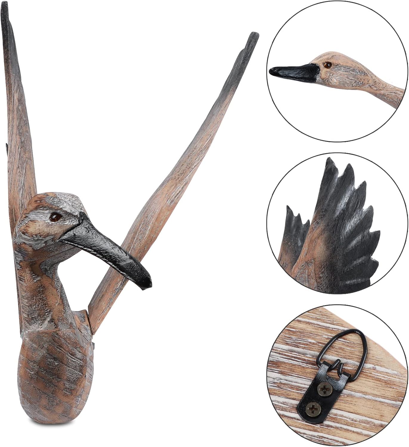 SeaHug Bird Wall Art,Large Wooden Wall Sculpture,Luxury Wall Decor for Housewarming Gift,Hand Carved 3D Goose Figurine,Relax Realistic Flying Migration Birds for Café Bar Hotel Decoration-3Pcs