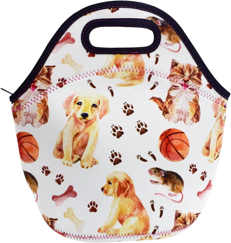 Acelane Neoprene Insulated Lunch Bag Artists Tote Design for Women Kids and Girls Large Pack Size 20 * 15 * 16 cm / 8 * 6 * 6.3 in (A1)