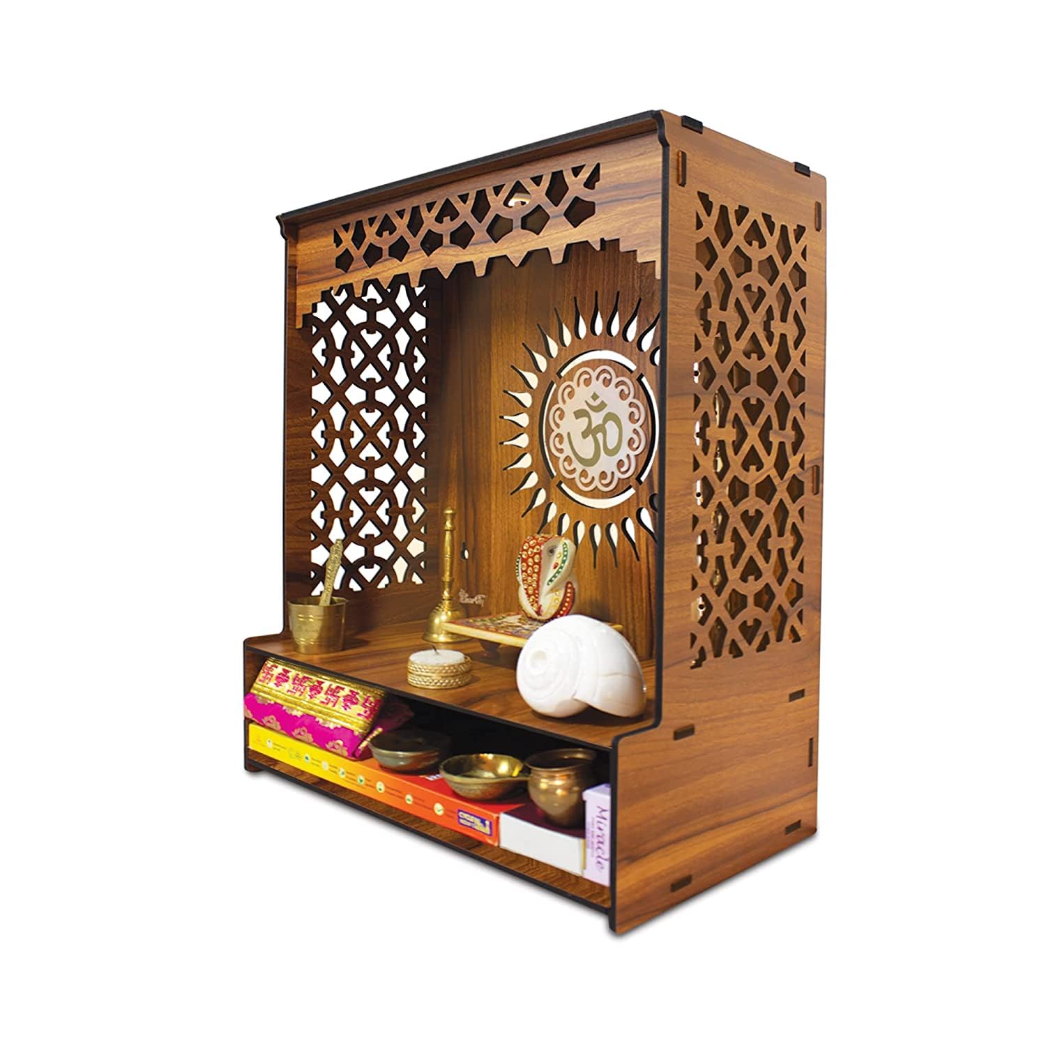 Temple Magnifique support en bois de prestige avec spot LED chic