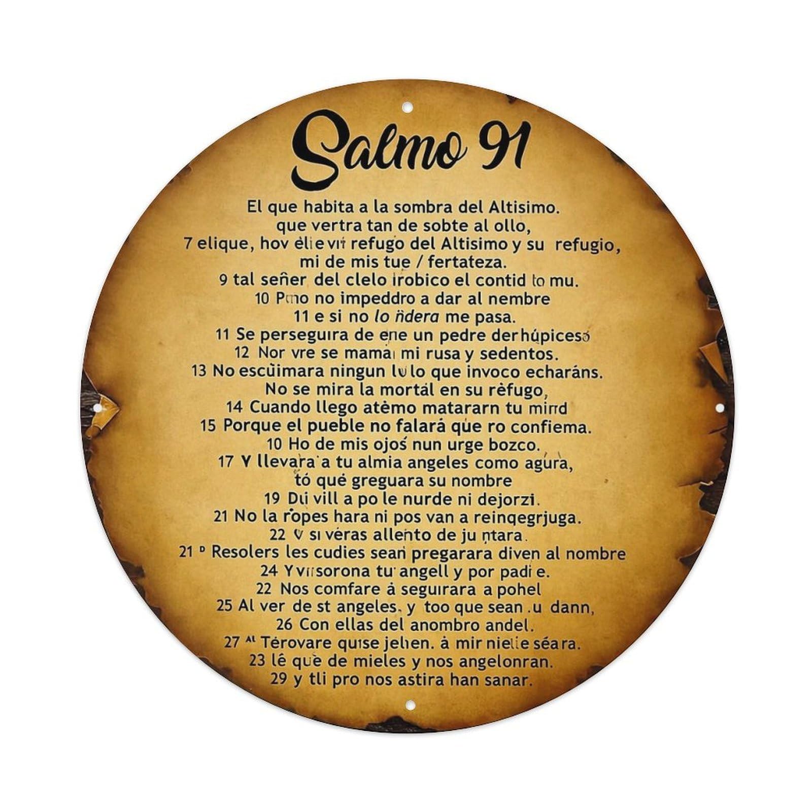 Jdyaojiesheng Vintage Psalm Text On Circular Background Round Tin Sign Retro Metal Wall Decor Metal Poster, Home Bar Garage Farmhouse Cafe Wall Art Decoration 8X8inch